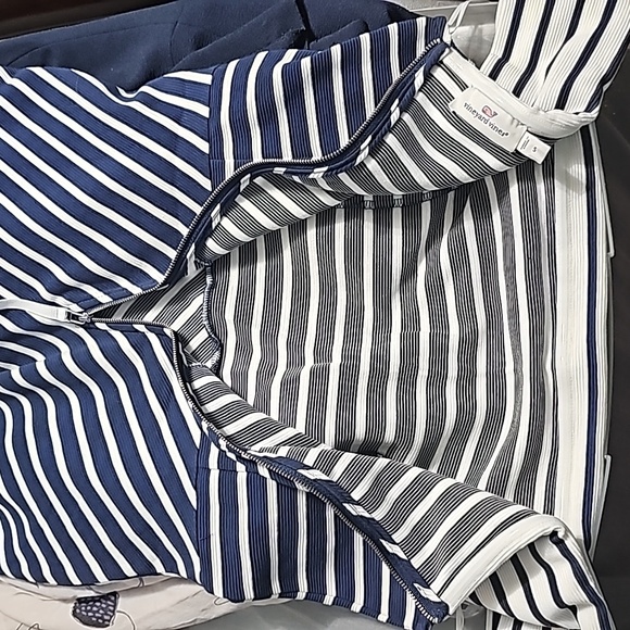 Vineyard Vines Off-the-Shoulder Navy & White Midi Dress – Size Small - Picture 9 of 10